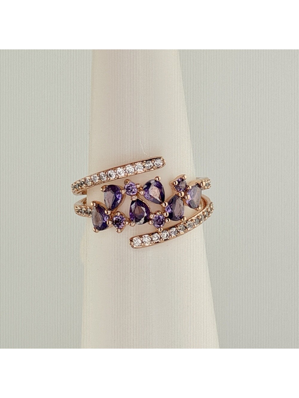 Bomb Party Ring Sz 7 "Hoping For It All" Amethyst Cz on Rose Gold RETRO